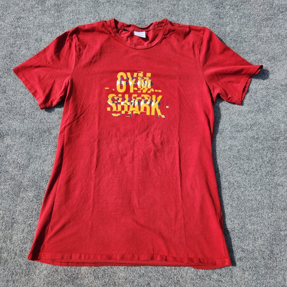 Gymshark Mens Red Glitch Graphic Logo Short Sleeve T-Shirt GMST3772-FRD Large